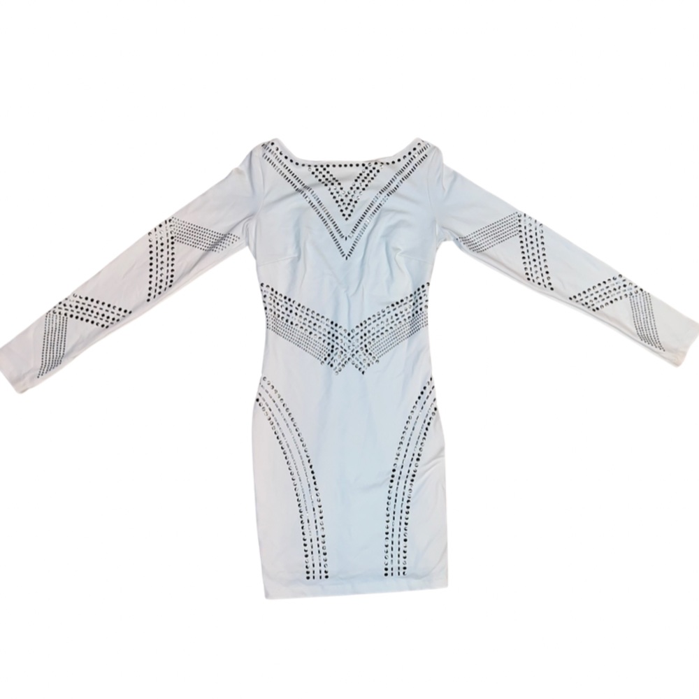 White long sleeve embellished dress. layered & very soft, not see through.